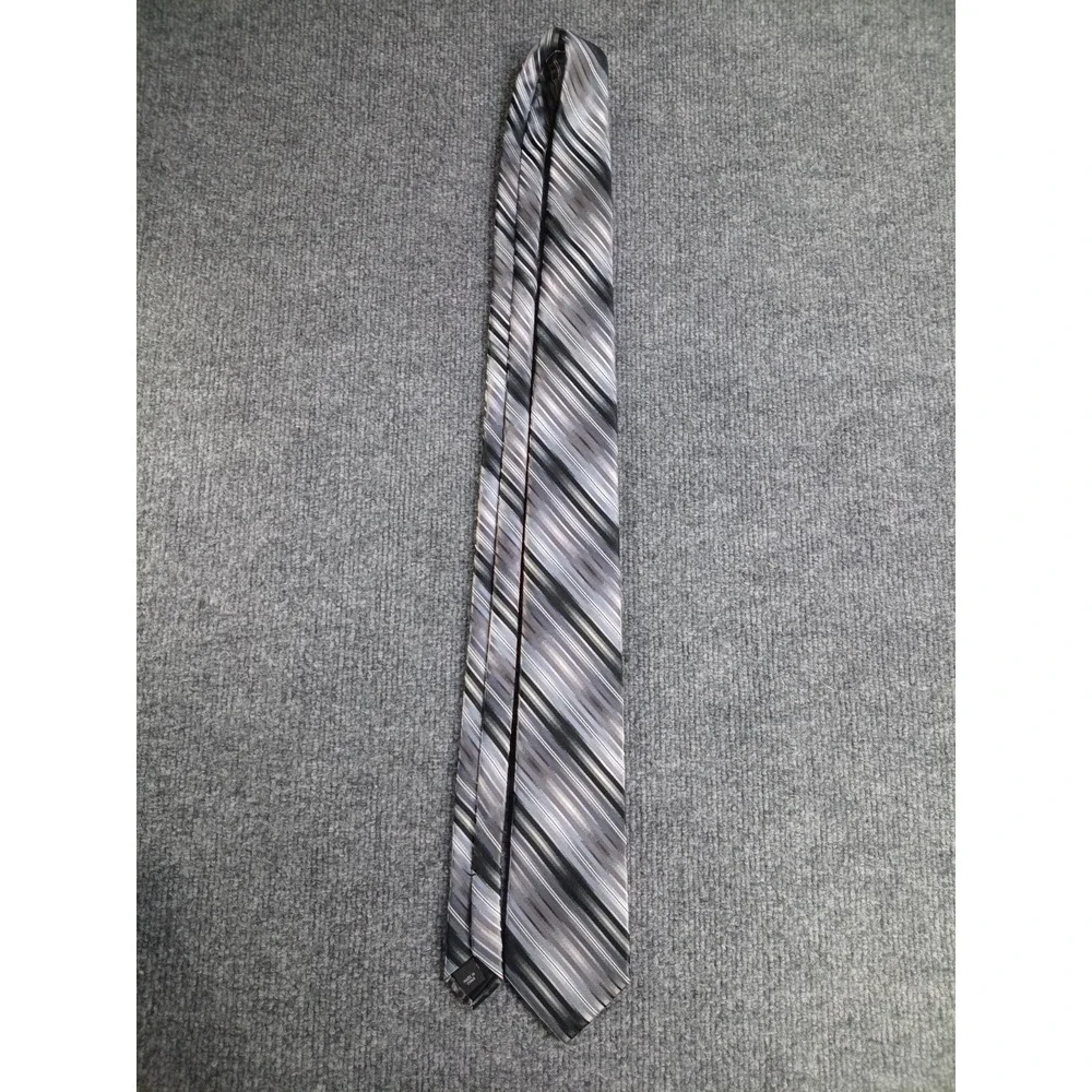 Van Heusen Gray Silver Black Striped Men's Necktie Classic Business Dress Tie